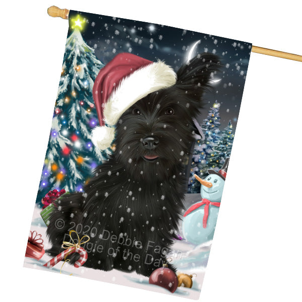Christmas Holly Jolly Skye Terrier Dog House Flag Outdoor Decorative Double Sided Pet Portrait Weather Resistant Premium Quality Animal Printed Home Decorative Flags 100% Polyester FLG69337