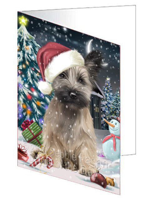 Christmas Holly Jolly Skye Terrier Dog  Handmade Artwork Assorted Pets Greeting Cards and Note Cards with Envelopes for All Occasions and Holiday Seasons