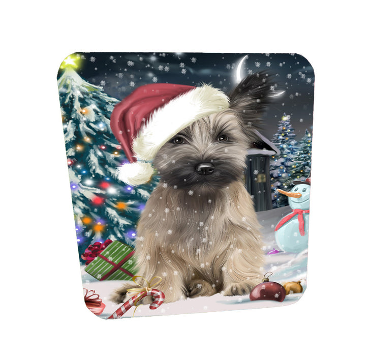 Christmas Holly Jolly Skye Terrier Dog Coasters Set of 4 CSTA58464