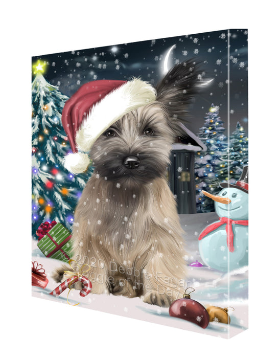 Christmas Holly Jolly Skye Terrier Dog Canvas Wall Art - Premium Quality Ready to Hang Room Decor Wall Art Canvas - Unique Animal Printed Digital Painting for Decoration CVS439
