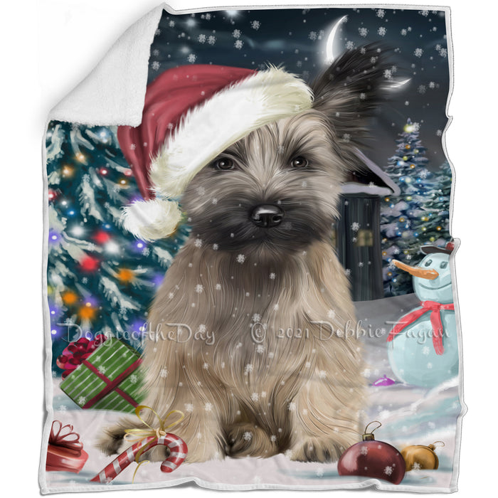 Have a Holly Jolly Christmas Skye Terrier Dog Blanket BLNKT143587