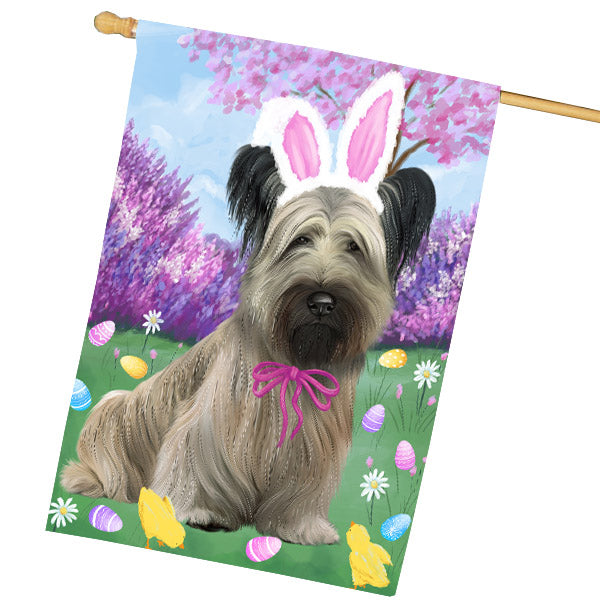 Easter holiday Skye Terrier Dog House Flag Outdoor Decorative Double Sided Pet Portrait Weather Resistant Premium Quality Animal Printed Home Decorative Flags 100% Polyester FLG69488