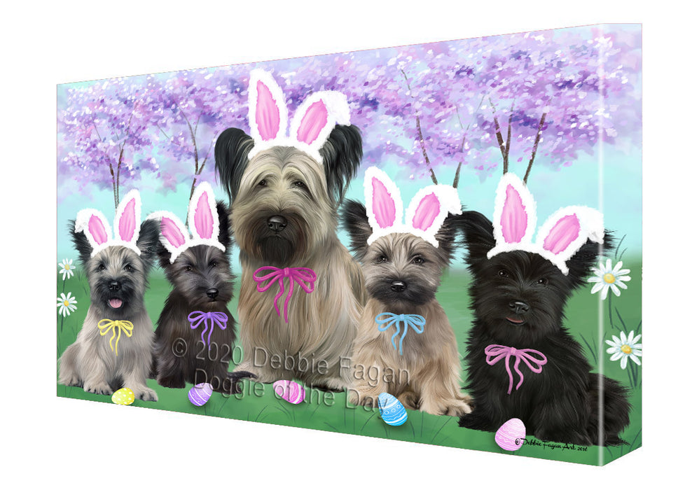 Easter Holiday Skye Terrier Dogs Canvas Wall Art - Premium Quality Ready to Hang Room Decor Wall Art Canvas - Unique Animal Printed Digital Painting for Decoration