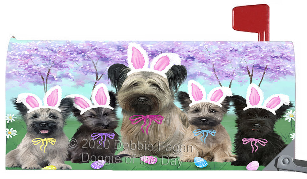 Easter Holiday Skye Terrier Dogs Magnetic Mailbox Cover Both Sides Pet Theme Printed Decorative Letter Box Wrap Case Postbox Thick Magnetic Vinyl Material