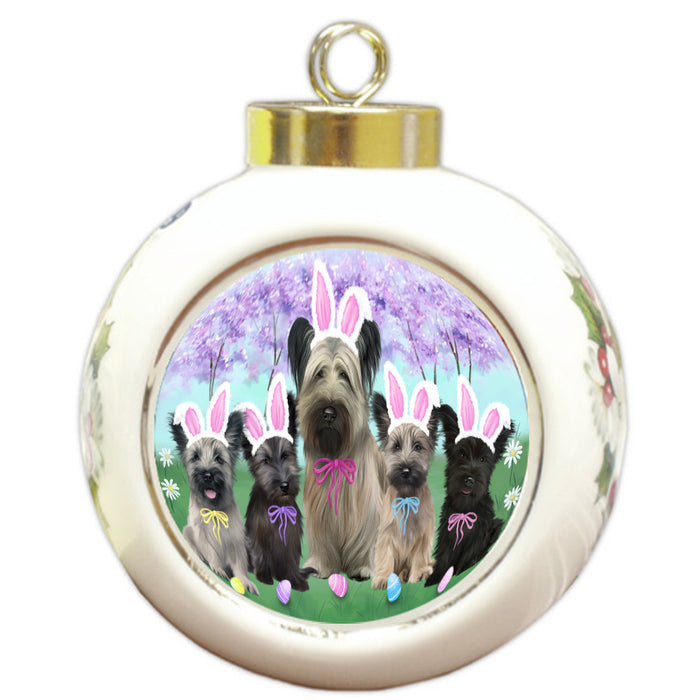 Easter Holiday Skye Terrier Dogs Round Ball Christmas Ornament Pet Decorative Hanging Ornaments for Christmas X-mas Tree Decorations - 3" Round Ceramic Ornament