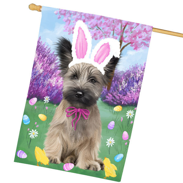 Easter holiday Skye Terrier Dog House Flag Outdoor Decorative Double Sided Pet Portrait Weather Resistant Premium Quality Animal Printed Home Decorative Flags 100% Polyester FLG69489
