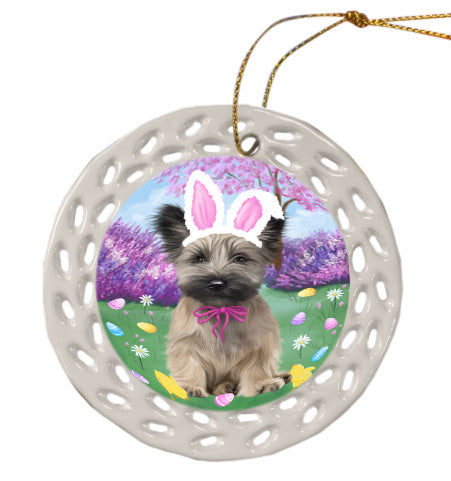 Easter holiday Skye Terrier Dog Doily Ornament DPOR58987