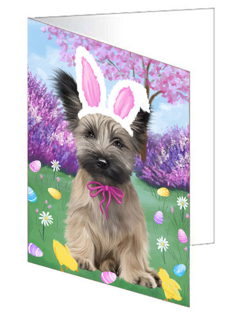 Easter holiday Skye Terrier Dog Handmade Artwork Assorted Pets Greeting Cards and Note Cards with Envelopes for All Occasions and Holiday Seasons