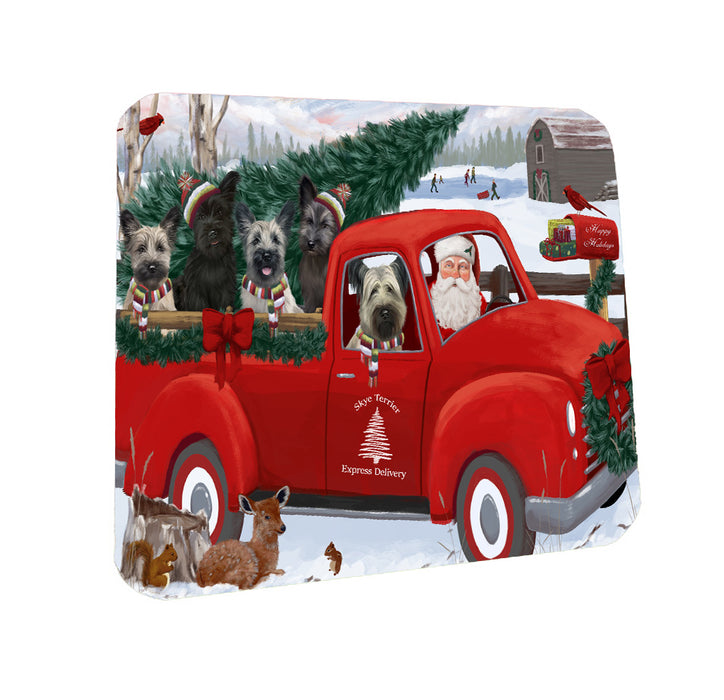 Christmas Santa Express Delivery Red Truck Skye Terrier Dogs Coasters Set of 4 CSTA58482