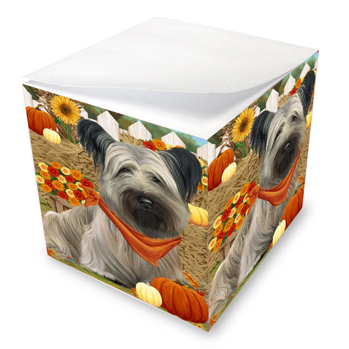 Fall Pumpkin Autumn Greeting Skye Terrier Dog Note Cube NOC-DOTD-A57552