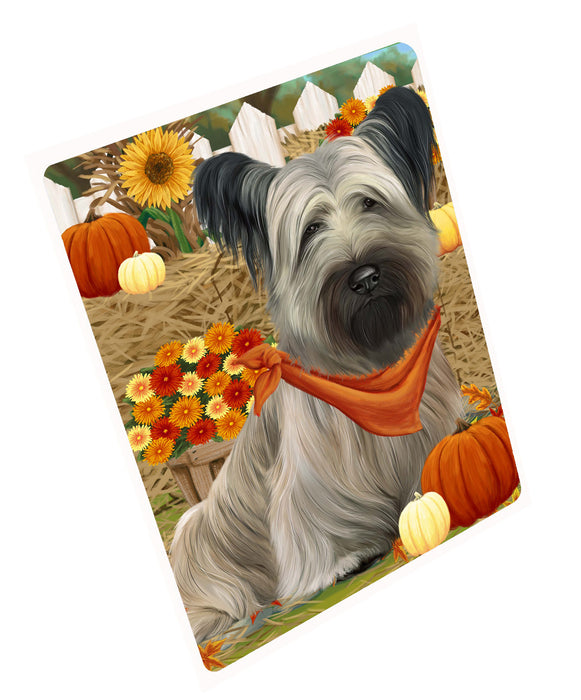 Fall Pumpkin Autumn Greeting Skye Terrier Dog Cutting Board - For Kitchen - Scratch & Stain Resistant - Designed To Stay In Place - Easy To Clean By Hand - Perfect for Chopping Meats, Vegetables, CA83464