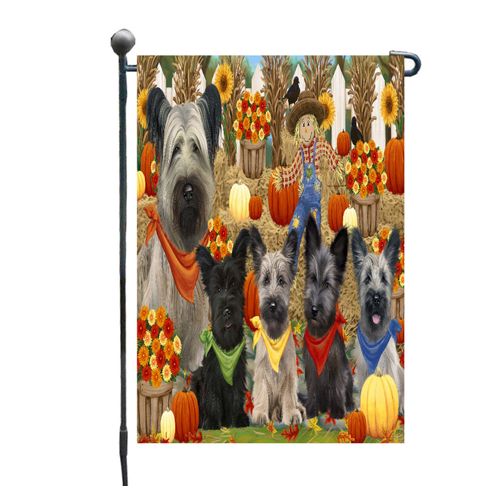 Fall Festive Gathering Skye Terrier Dogs Garden Flags Outdoor Decor for Homes and Gardens Double Sided Garden Yard Spring Decorative Vertical Home Flags Garden Porch Lawn Flag for Decorations