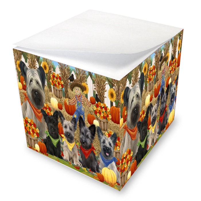 Fall Festive Gathering Skye Terrier Dogs Note Cube NOC-DOTD-A57531