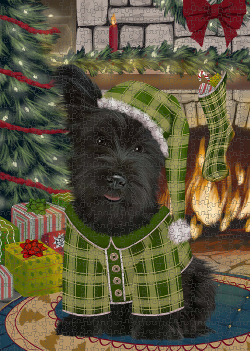 The Christmas Stocking was Hung Skye Terrier Dog Portrait Jigsaw Puzzle for Adults Animal Interlocking Puzzle Game Unique Gift for Dog Lover's with Metal Tin Box PZL927