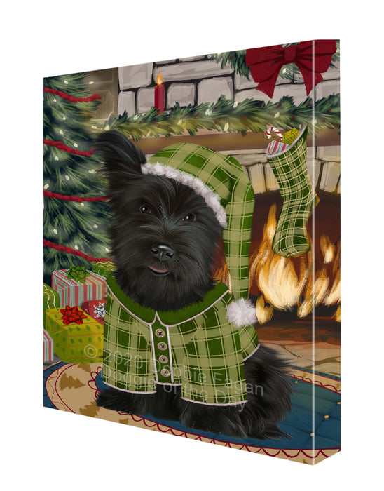 The Christmas Stocking was Hung Skye Terrier Dog Canvas Wall Art - Premium Quality Ready to Hang Room Decor Wall Art Canvas - Unique Animal Printed Digital Painting for Decoration CVS632