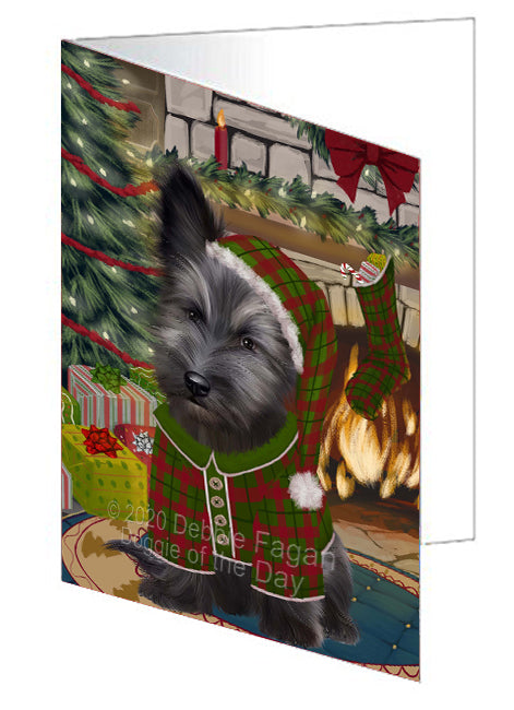 The Christmas Stocking was Hung Skye Terrier Dog Handmade Artwork Assorted Pets Greeting Cards and Note Cards with Envelopes for All Occasions and Holiday Seasons