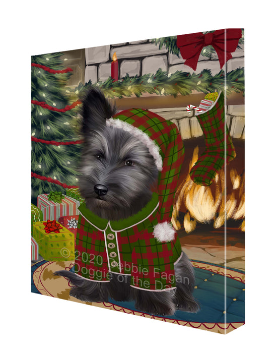 The Christmas Stocking was Hung Skye Terrier Dog Canvas Wall Art - Premium Quality Ready to Hang Room Decor Wall Art Canvas - Unique Animal Printed Digital Painting for Decoration CVS633