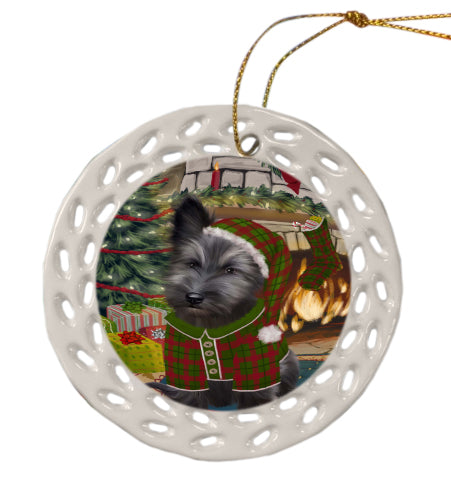 The Christmas Stocking was Hung Skye Terrier Dog Doily Ornament DPOR59103