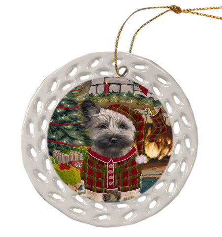 The Christmas Stocking was Hung Skye Terrier Dog Doily Ornament DPOR59104