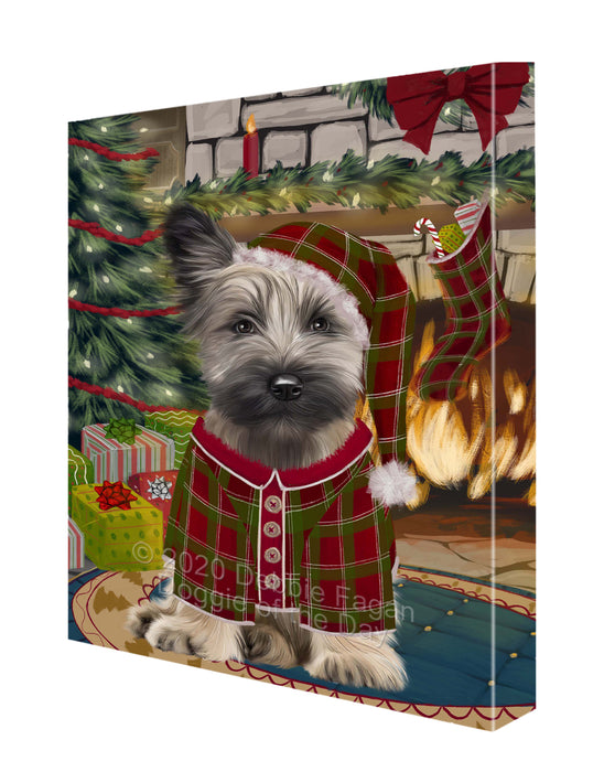 The Christmas Stocking was Hung Skye Terrier Dog Canvas Wall Art - Premium Quality Ready to Hang Room Decor Wall Art Canvas - Unique Animal Printed Digital Painting for Decoration CVS634