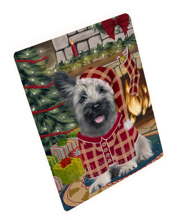 The Christmas Stocking was Hung Skye Terrier Dog Cutting Board - For Kitchen - Scratch & Stain Resistant - Designed To Stay In Place - Easy To Clean By Hand - Perfect for Chopping Meats, Vegetables, CA83890