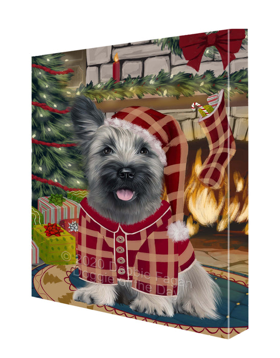 The Christmas Stocking was Hung Skye Terrier Dog Canvas Wall Art - Premium Quality Ready to Hang Room Decor Wall Art Canvas - Unique Animal Printed Digital Painting for Decoration CVS635