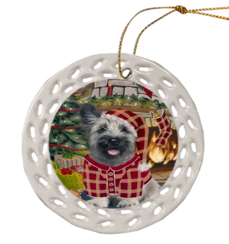 The Christmas Stocking was Hung Skye Terrier Dog Doily Ornament DPOR59105