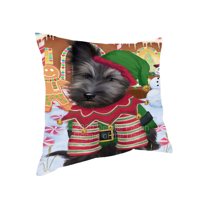 Christmas Gingerbread Elf Skye Terrier Dog Pillow with Top Quality High-Resolution Images - Ultra Soft Pet Pillows for Sleeping - Reversible & Comfort - Ideal Gift for Dog Lover - Cushion for Sofa Couch Bed - 100% Polyester