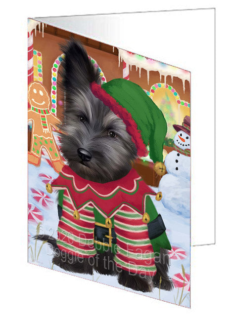 Christmas Gingerbread Elf Skye Terrier Dog Handmade Artwork Assorted Pets Greeting Cards and Note Cards with Envelopes for All Occasions and Holiday Seasons