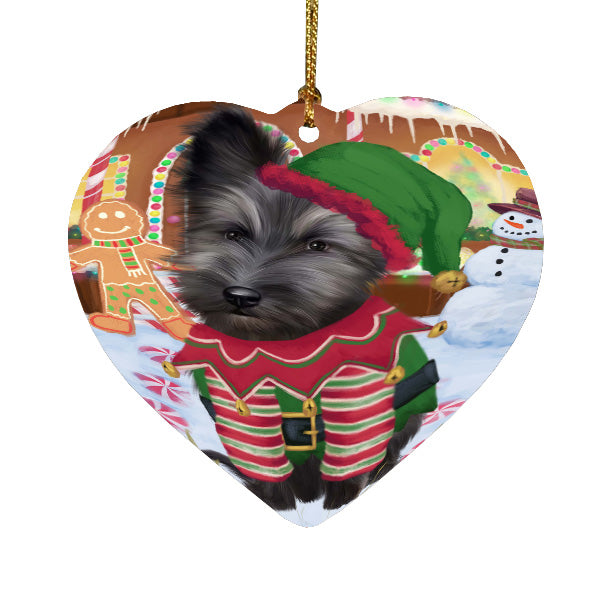 Christmas Gingerbread Elf Skye Terrier Dog Heart Christmas Ornament HPORA59111