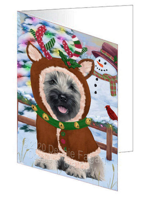 Christmas Gingerbread Reindeer Skye Terrier Dog Handmade Artwork Assorted Pets Greeting Cards and Note Cards with Envelopes for All Occasions and Holiday Seasons