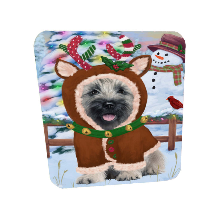 Christmas Gingerbread Reindeer Skye Terrier Dog Coasters Set of 4 CSTA58358