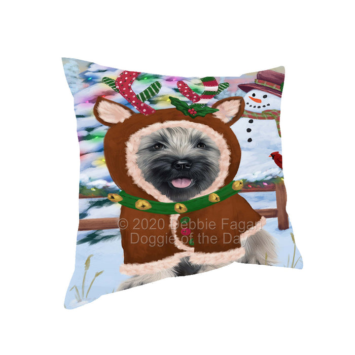 Christmas Gingerbread Reindeer Skye Terrier Dog Pillow with Top Quality High-Resolution Images - Ultra Soft Pet Pillows for Sleeping - Reversible & Comfort - Ideal Gift for Dog Lover - Cushion for Sofa Couch Bed - 100% Polyester