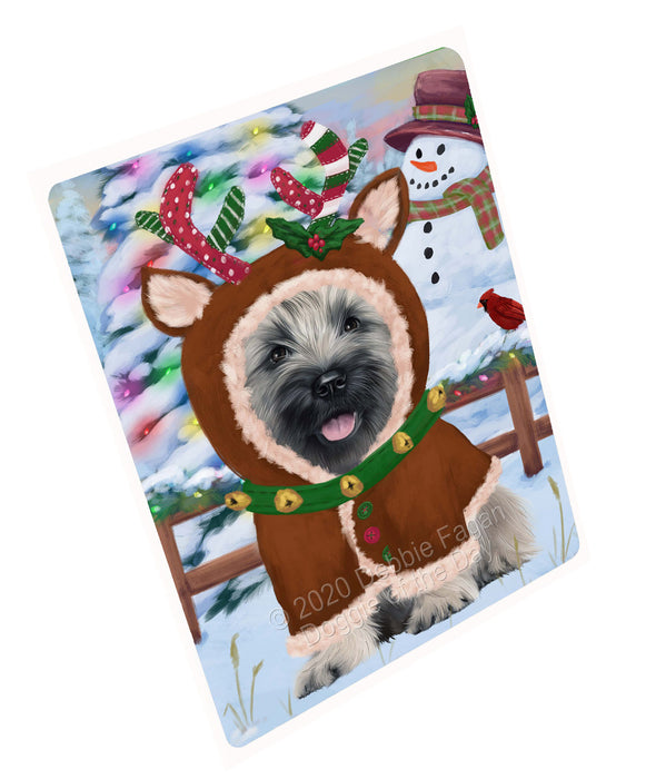 Christmas Gingerbread Reindeer Skye Terrier Dog Cutting Board - For Kitchen - Scratch & Stain Resistant - Designed To Stay In Place - Easy To Clean By Hand - Perfect for Chopping Meats, Vegetables