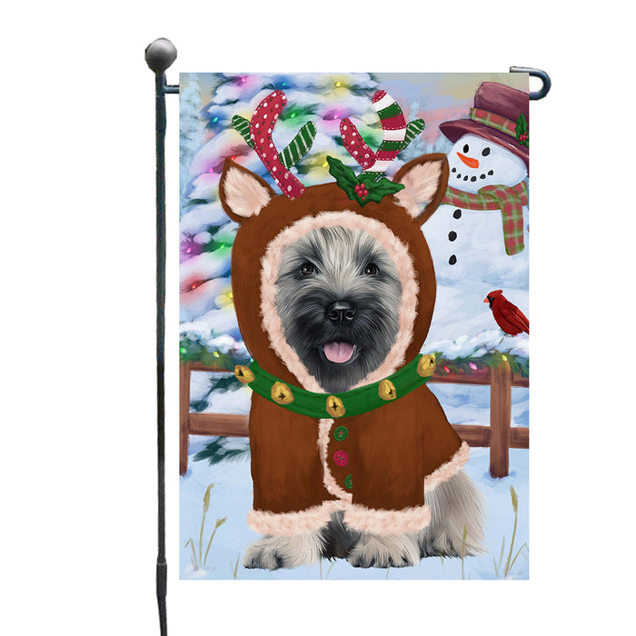 Christmas Gingerbread Reindeer Skye Terrier Dog Garden Flags Outdoor Decor for Homes and Gardens Double Sided Garden Yard Spring Decorative Vertical Home Flags Garden Porch Lawn Flag for Decorations