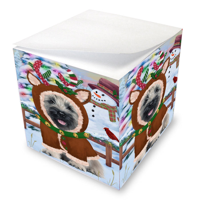 Christmas Gingerbread Reindeer Skye Terrier Dog Note Cube NOC-DOTD-A57399