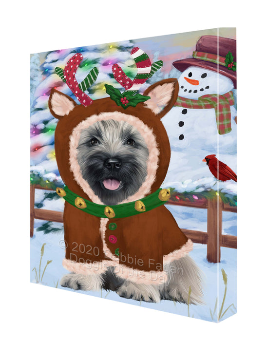 Christmas Gingerbread Reindeer Skye Terrier Dog Canvas Wall Art - Premium Quality Ready to Hang Room Decor Wall Art Canvas - Unique Animal Printed Digital Painting for Decoration