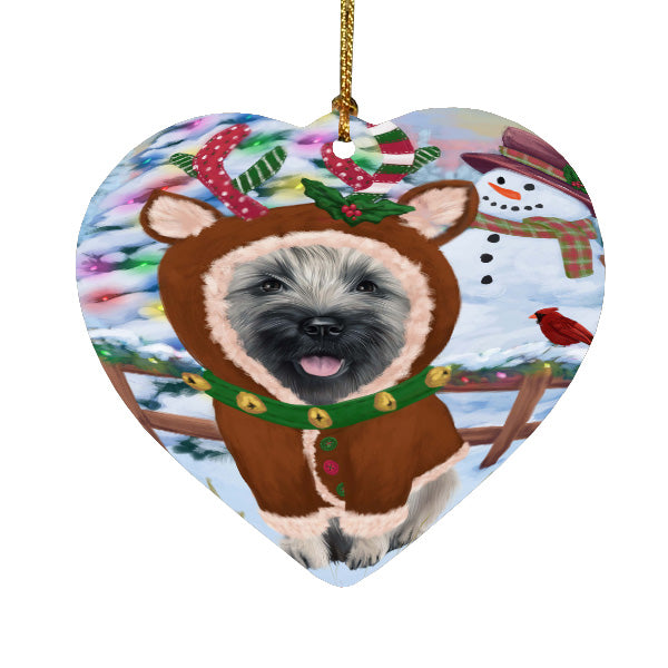 Christmas Gingerbread Reindeer Skye Terrier Dog Heart Christmas Ornament HPORA59119
