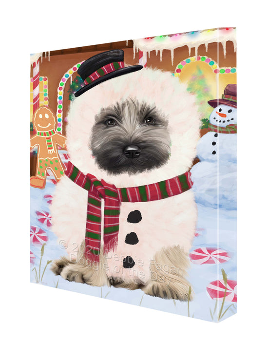 Christmas Gingerbread Snowman Skye Terrier Dog Canvas Wall Art - Premium Quality Ready to Hang Room Decor Wall Art Canvas - Unique Animal Printed Digital Painting for Decoration