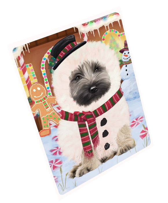 Christmas Gingerbread Snowman Skye Terrier Dog Cutting Board - For Kitchen - Scratch & Stain Resistant - Designed To Stay In Place - Easy To Clean By Hand - Perfect for Chopping Meats, Vegetables