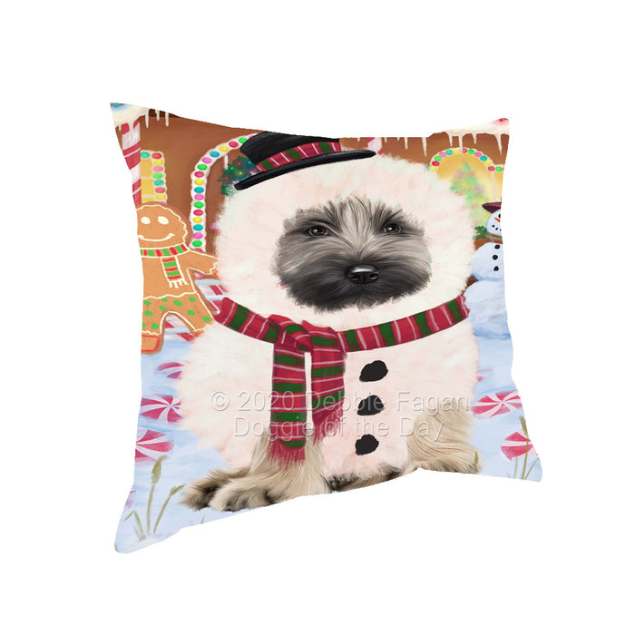 Christmas Gingerbread Snowman Skye Terrier Dog Pillow with Top Quality High-Resolution Images - Ultra Soft Pet Pillows for Sleeping - Reversible & Comfort - Ideal Gift for Dog Lover - Cushion for Sofa Couch Bed - 100% Polyester