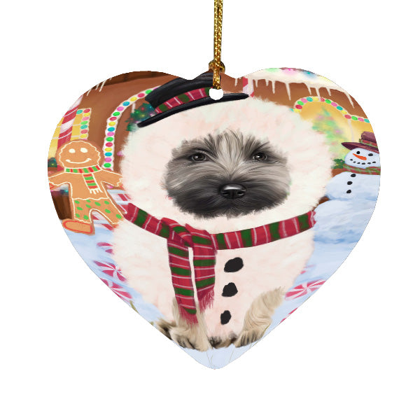Christmas Gingerbread Snowman Skye Terrier Dog Heart Christmas Ornament HPORA59103