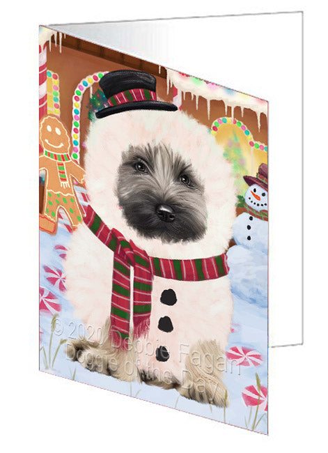 Christmas Gingerbread Snowman Skye Terrier Dog Handmade Artwork Assorted Pets Greeting Cards and Note Cards with Envelopes for All Occasions and Holiday Seasons