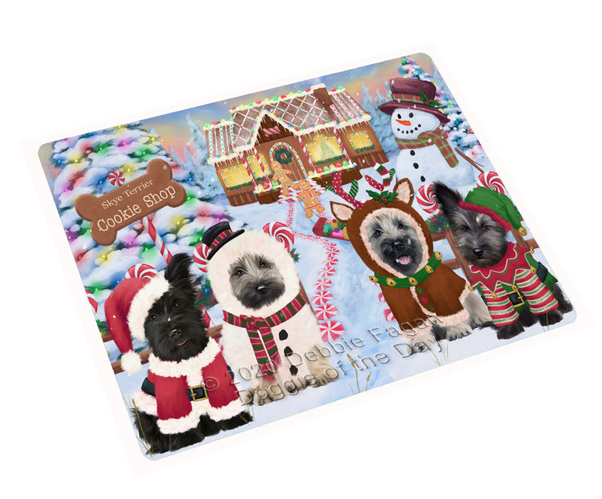 Christmas Gingerbread Cookie Shop Skye Terrier Dogs Cutting Board - For Kitchen - Scratch & Stain Resistant - Designed To Stay In Place - Easy To Clean By Hand - Perfect for Chopping Meats, Vegetables
