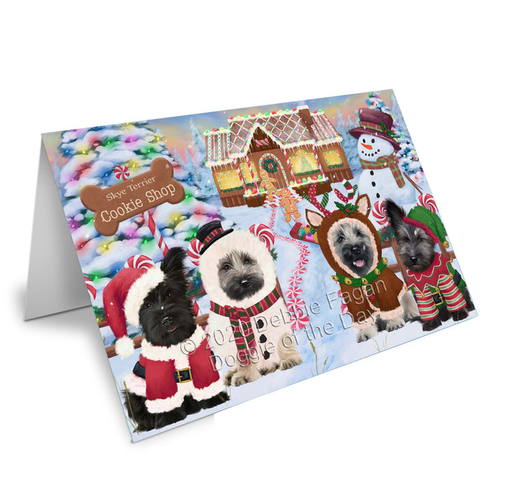 Christmas Gingerbread Cookie Shop Skye Terrier Dogs Handmade Artwork Assorted Pets Greeting Cards and Note Cards with Envelopes for All Occasions and Holiday Seasons