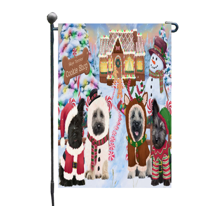 Christmas Gingerbread Cookie Shop Skye Terrier Dogs Garden Flags Outdoor Decor for Homes and Gardens Double Sided Garden Yard Spring Decorative Vertical Home Flags Garden Porch Lawn Flag for Decorations