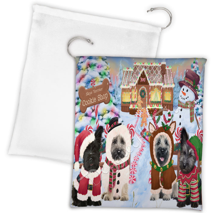 Holiday Gingerbread Cookie Skye Terrier Dogs Shop Drawstring Laundry or Gift Bag LGB48638