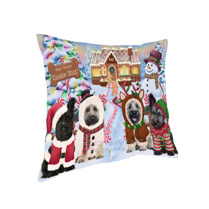 Christmas Gingerbread Cookie Shop Skye Terrier Dogs Pillow with Top Quality High-Resolution Images - Ultra Soft Pet Pillows for Sleeping - Reversible & Comfort - Ideal Gift for Dog Lover - Cushion for Sofa Couch Bed - 100% Polyester