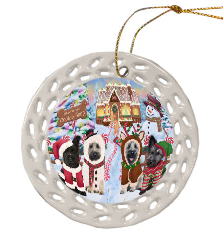 Christmas Gingerbread Cookie Shop Skye Terrier Dogs Doily Ornament DPOR58599