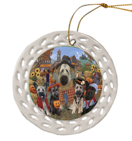 Halloween 'Round Town Skye Terrier Dogs Doily Ornament DPOR58615